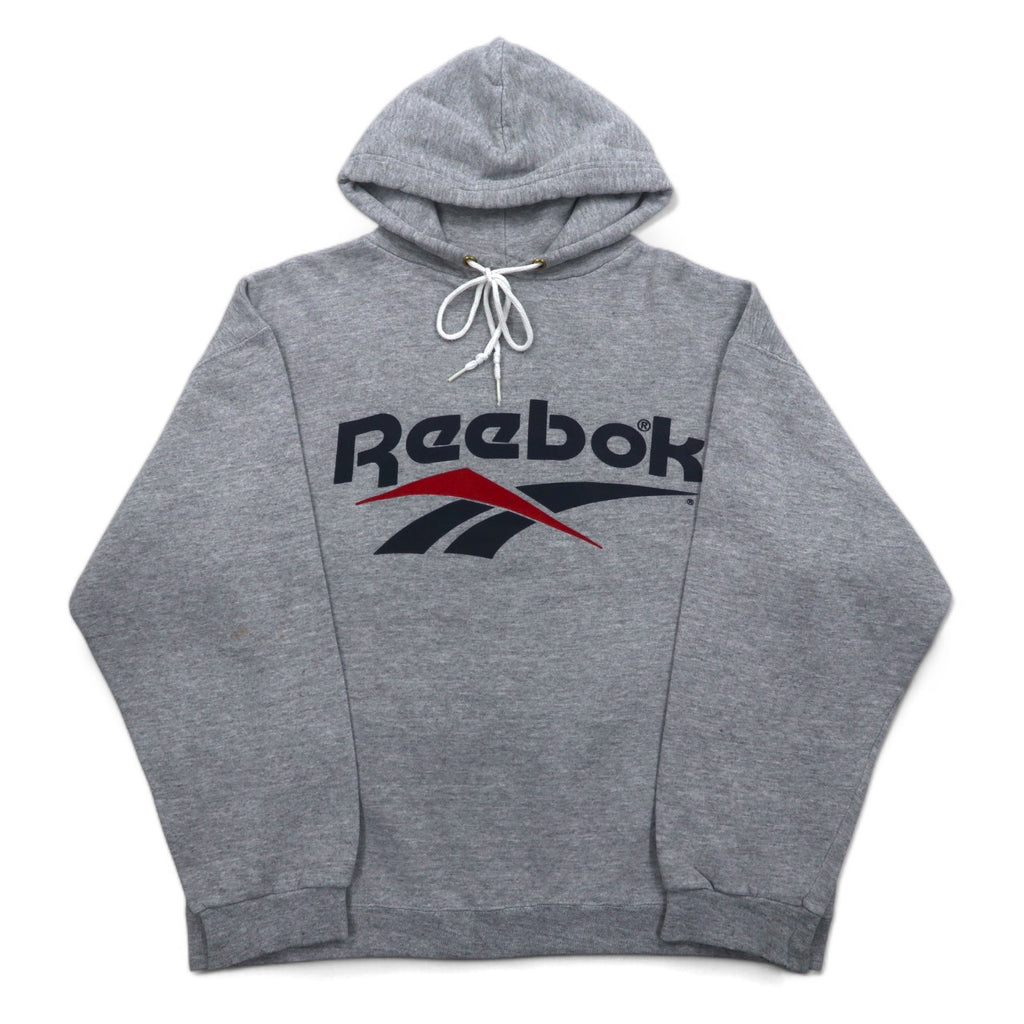 Reebok 90s USA Made Vector Logo Pullover Hoodie M Grey Cotton