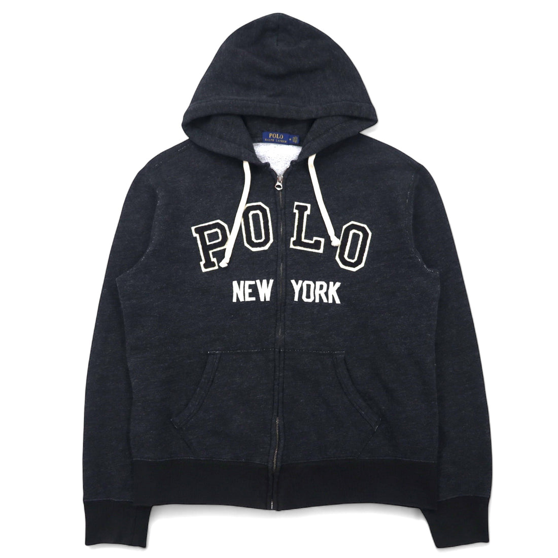 日本然リトテ-古着オンライン-POLO RALPH LAUREN フルジップ パーカー M グレー コットン ロゴ ワッペン-POLO RALPH LAUREN Full Zip Hoodie M Gray Cotton Logo Patch