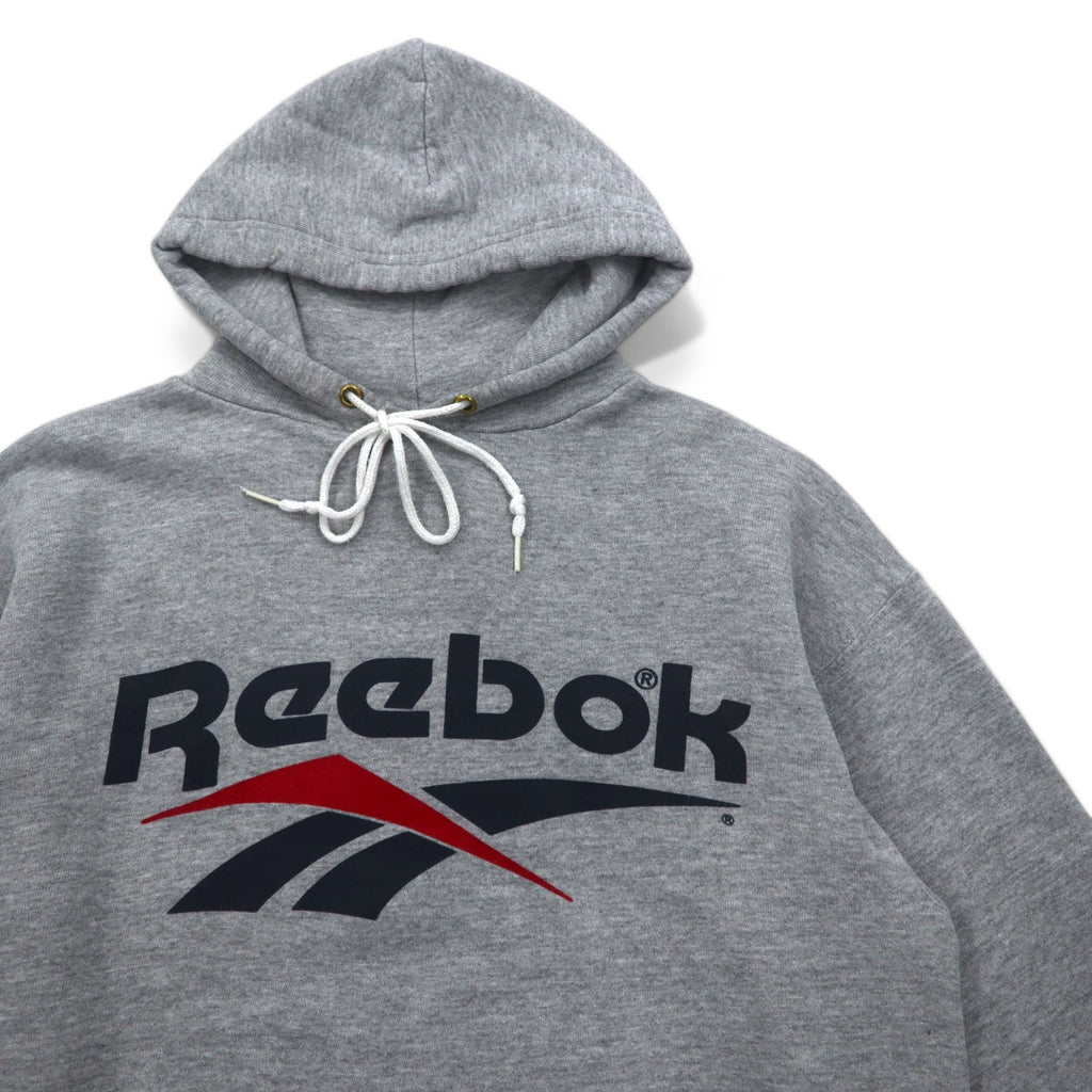Reebok 90s USA Made Vector Logo Pullover Hoodie M Grey Cotton