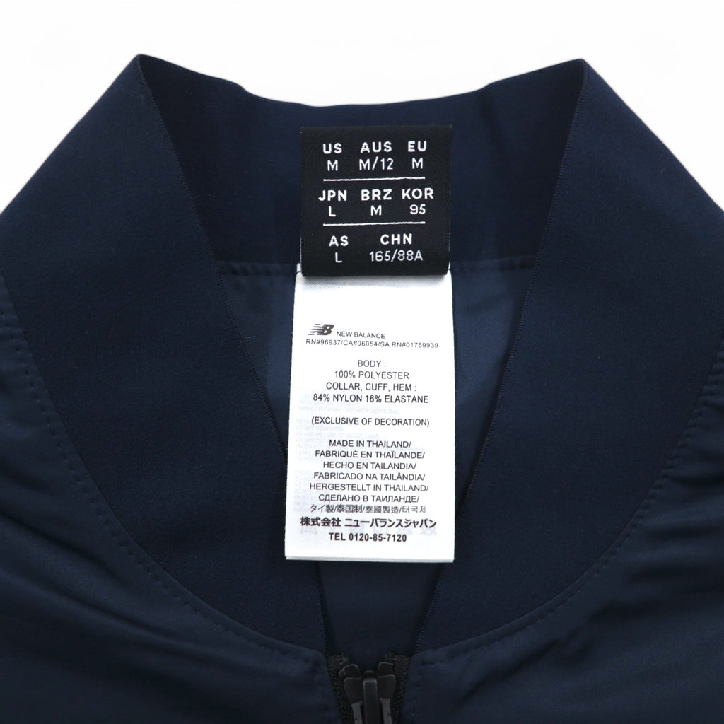 new balance satin bomber jacket flight jacket L navy polyester AWJ81501
