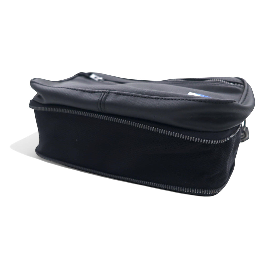 LUGGAGE LABEL (Yoshida Bag) New Liner Shoulder Bag Black PVC Round Zip NEW LINER Blue Batten Made in Japan