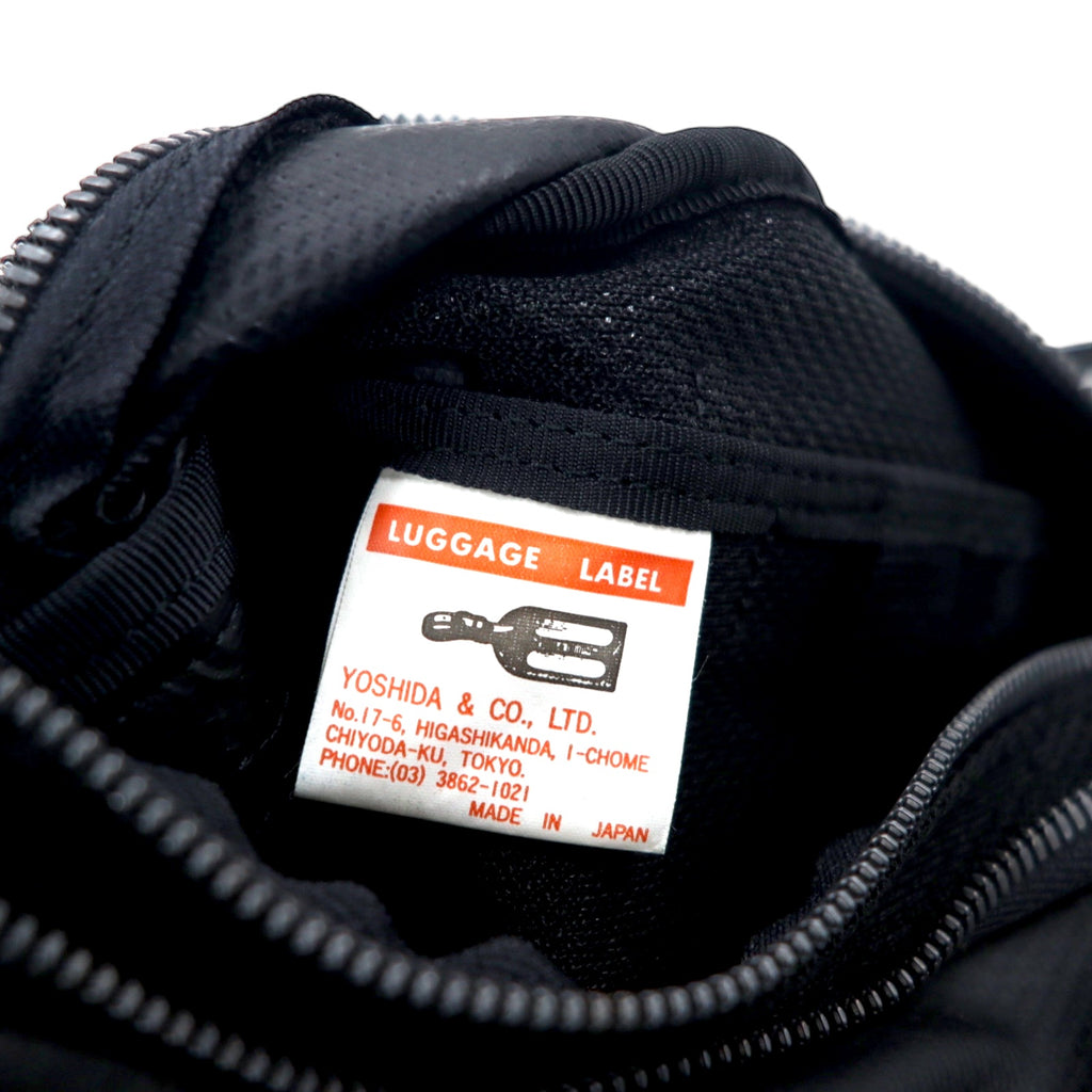LUGGAGE LABEL (Yoshida Bag) New Liner Shoulder Bag Black PVC Round Zip NEW LINER Blue Batten Made in Japan