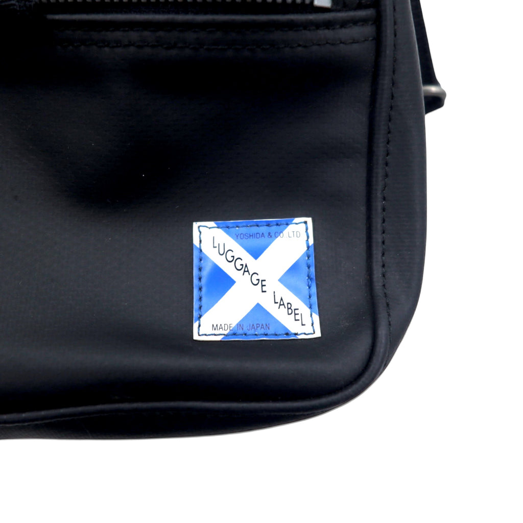 LUGGAGE LABEL (Yoshida Bag) New Liner Shoulder Bag Black PVC Round Zip NEW LINER Blue Batten Made in Japan