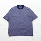 Polo by Ralph Lauren 90s Polo Shirt XL Big Size Navy Striped Pima Cotton GOLF FIT Small Pony Embroidery Made in Peru