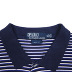 Polo by Ralph Lauren 90s Polo Shirt XL Big Size Navy Striped Pima Cotton GOLF FIT Small Pony Embroidery Made in Peru