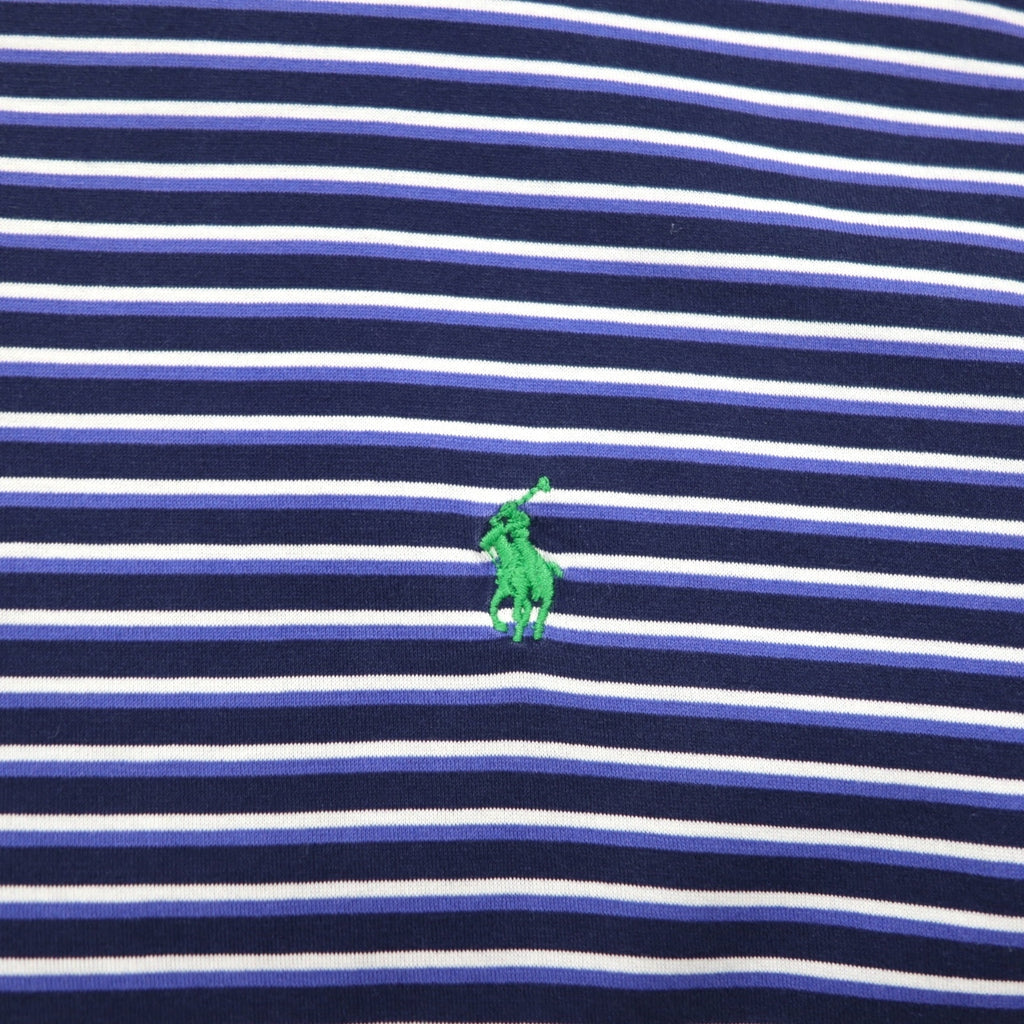 Polo by Ralph Lauren 90s Polo Shirt XL Big Size Navy Striped Pima Cotton GOLF FIT Small Pony Embroidery Made in Peru