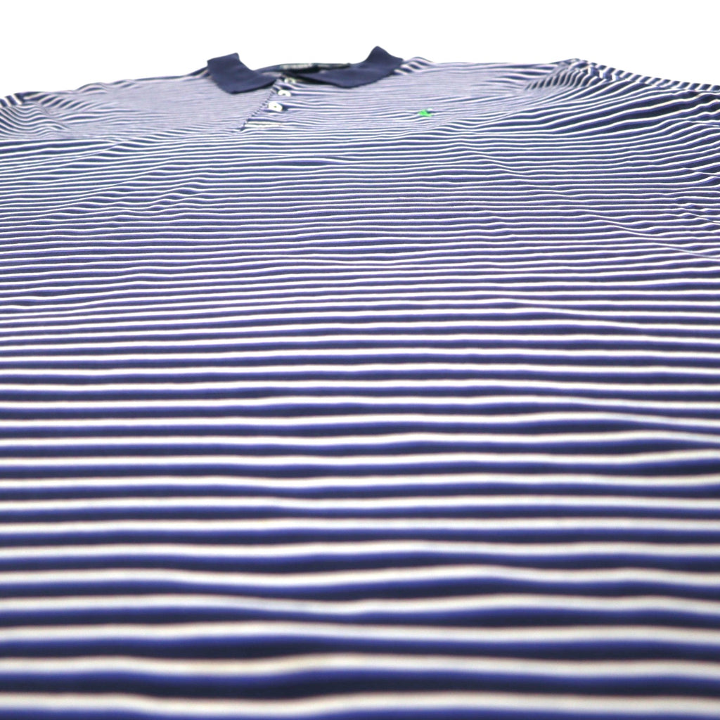 Polo by Ralph Lauren 90s Polo Shirt XL Big Size Navy Striped Pima Cotton GOLF FIT Small Pony Embroidery Made in Peru