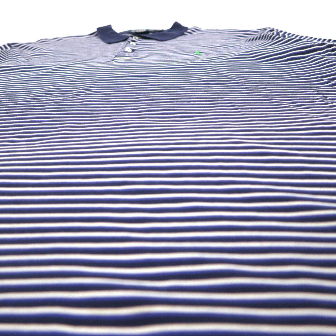 Polo by Ralph Lauren 90s Polo Shirt XL Big Size Navy Striped Pima Cotton GOLF FIT Small Pony Embroidery Made in Peru