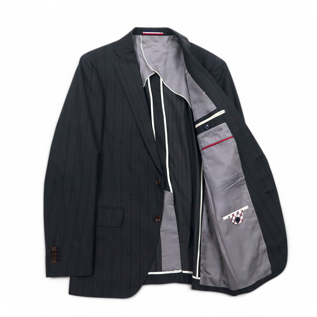 PERSON'S FOR MEN 2B Suit Set Up XL Gray Stripe Wool