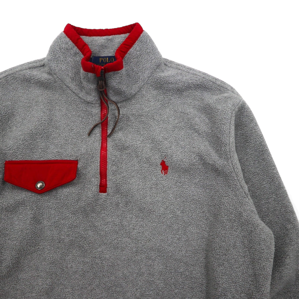 Polo Ralph Lauren Half-Zip Fleece Jacket, Size M, Gray, Chest Pocket, Small Pony Embroidery