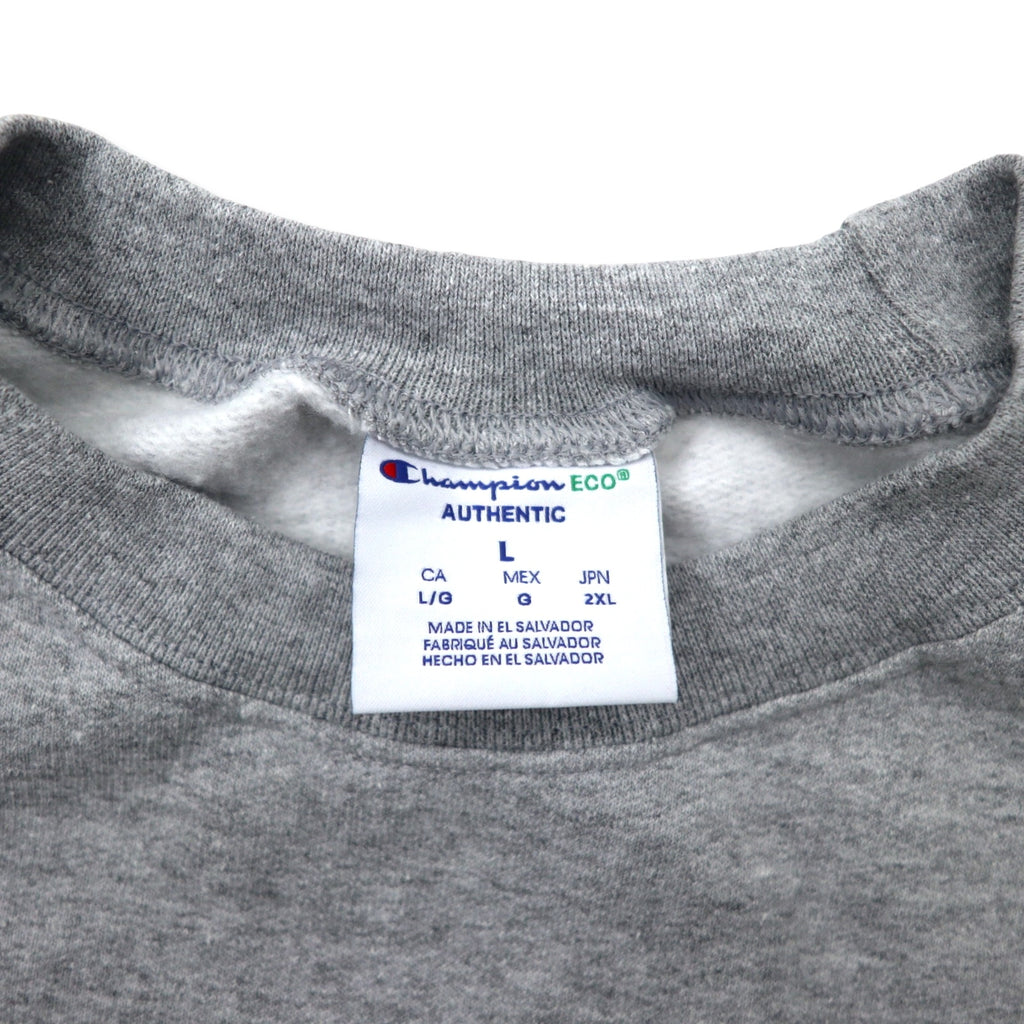 Champion ECO Crew Neck Sweatshirt 2XL Gray Cotton Brushed Back MINIMIZE RISK Embroidery Made in El Salvador