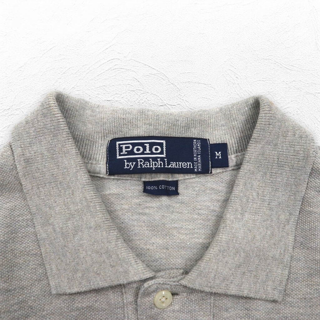 Polo by Ralph Lauren 90s Polo Shirt, Medium, Grey, Cotton, Small Pony Embroidery
