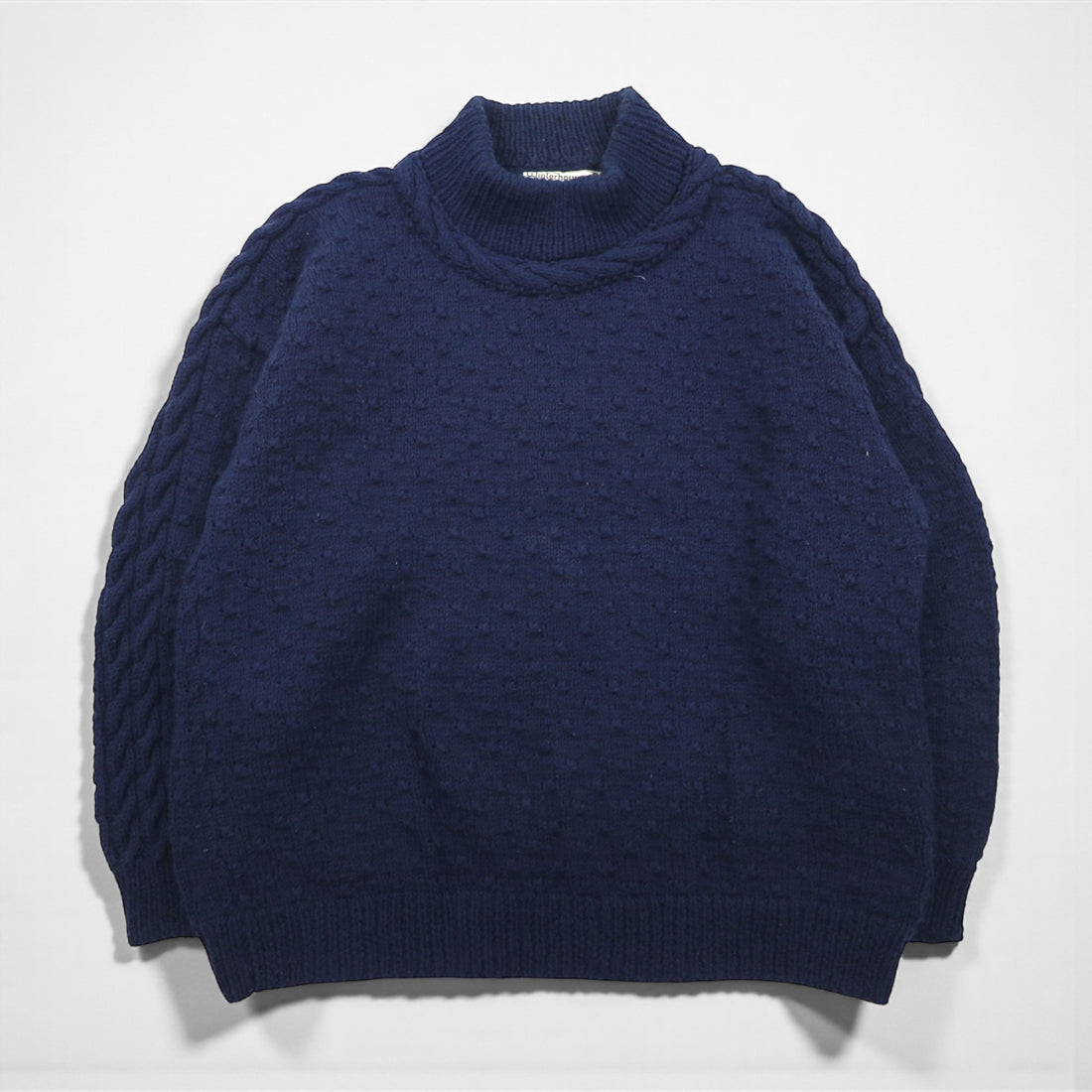 80s Vintage Fisherman Sweater, Bottleneck Knit, Popcorn Knit, Size XL, Made in Canada, Winterhouses