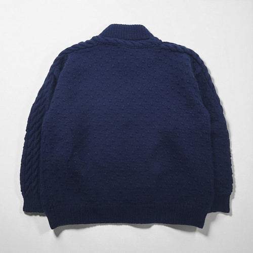 80s Vintage Fisherman Sweater, Bottleneck Knit, Popcorn Knit, Size XL, Made in Canada, Winterhouses