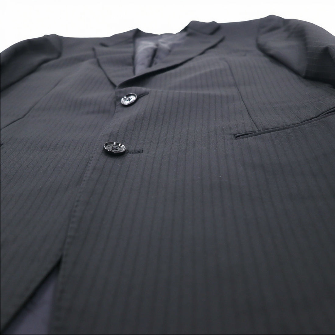 BURBERRY 2B Suit Setup L Black Shadow Striped Wool Japan Made