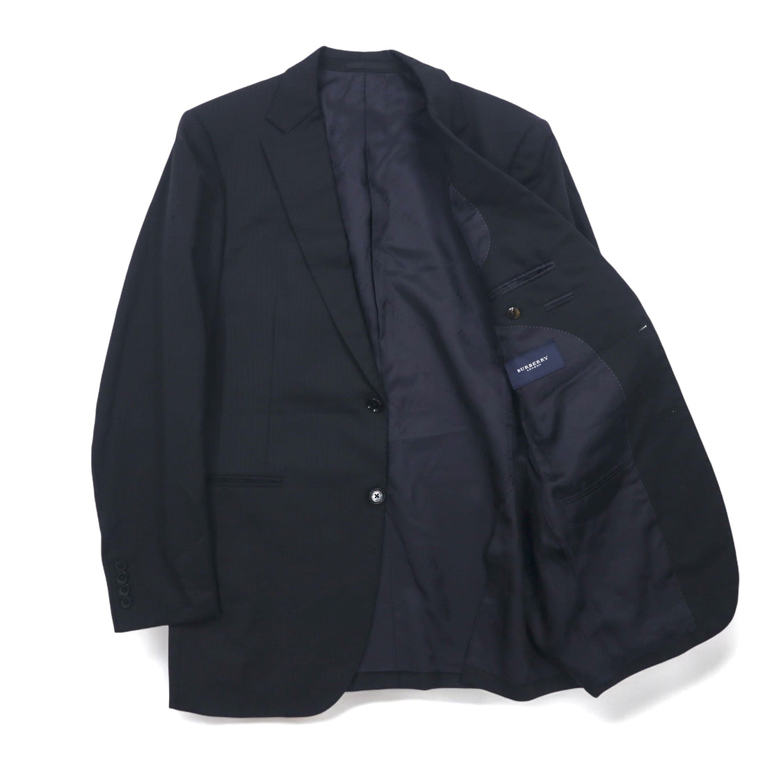 BURBERRY 2B Suit Setup L Black Shadow Striped Wool Japan Made