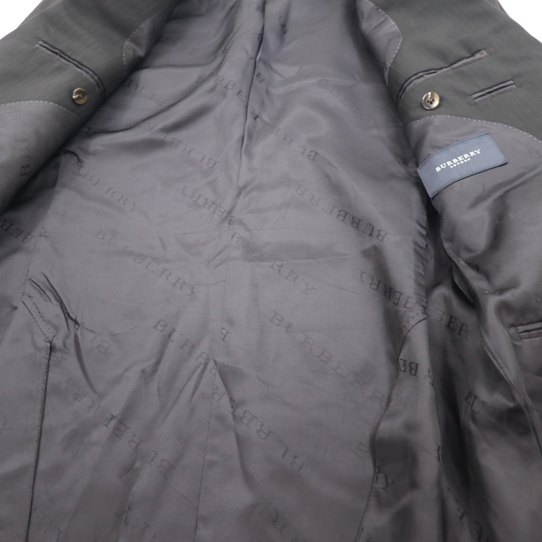 BURBERRY 2B Suit Setup L Black Shadow Striped Wool Japan Made