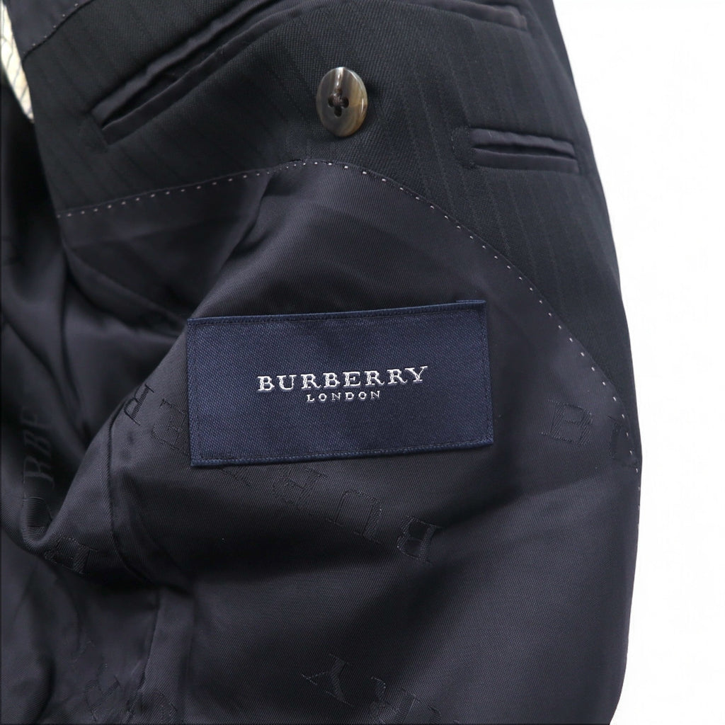 BURBERRY 2B Suit Setup L Black Shadow Striped Wool Japan Made