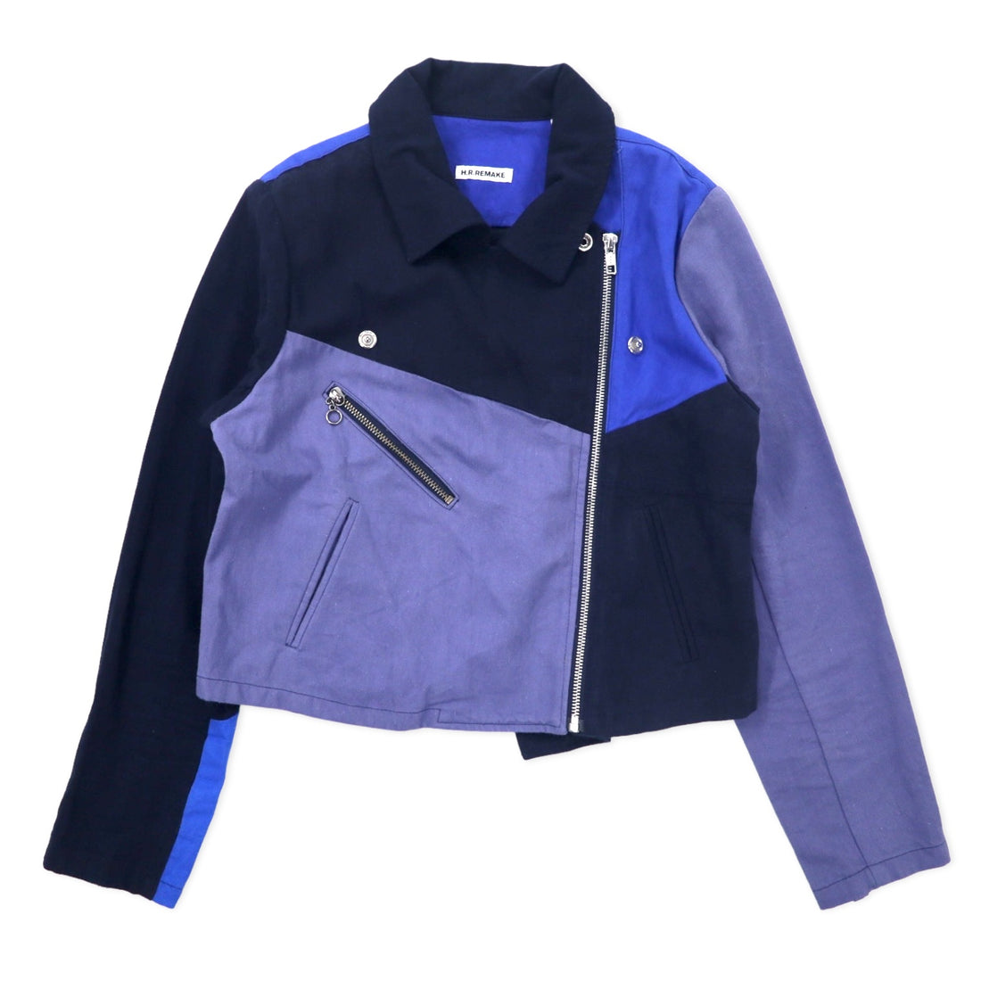 HRREMAKE ( HOLLYWOOD RANCH MARKET ) Remade Patchwork Double Riders Jacket 1 Multicolor Blue Cotton Reconstructed Made in Japan