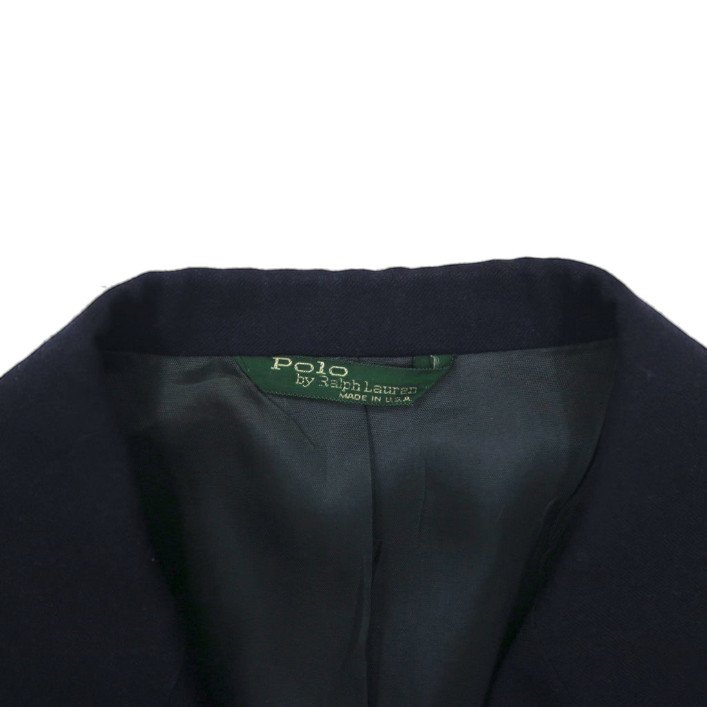 Polo Ralph Lauren 90年代 USA製 ダブル ブレザー テーラードジャケット M ピークドラペル 紺ブレ 金ボタン ギャバジン