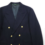 Polo Ralph Lauren 90年代 USA製 ダブル ブレザー テーラードジャケット M ピークドラペル 紺ブレ 金ボタン ギャバジン
