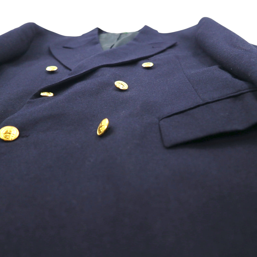 Polo Ralph Lauren 90年代 USA製 ダブル ブレザー テーラードジャケット M ピークドラペル 紺ブレ 金ボタン ギャバジン