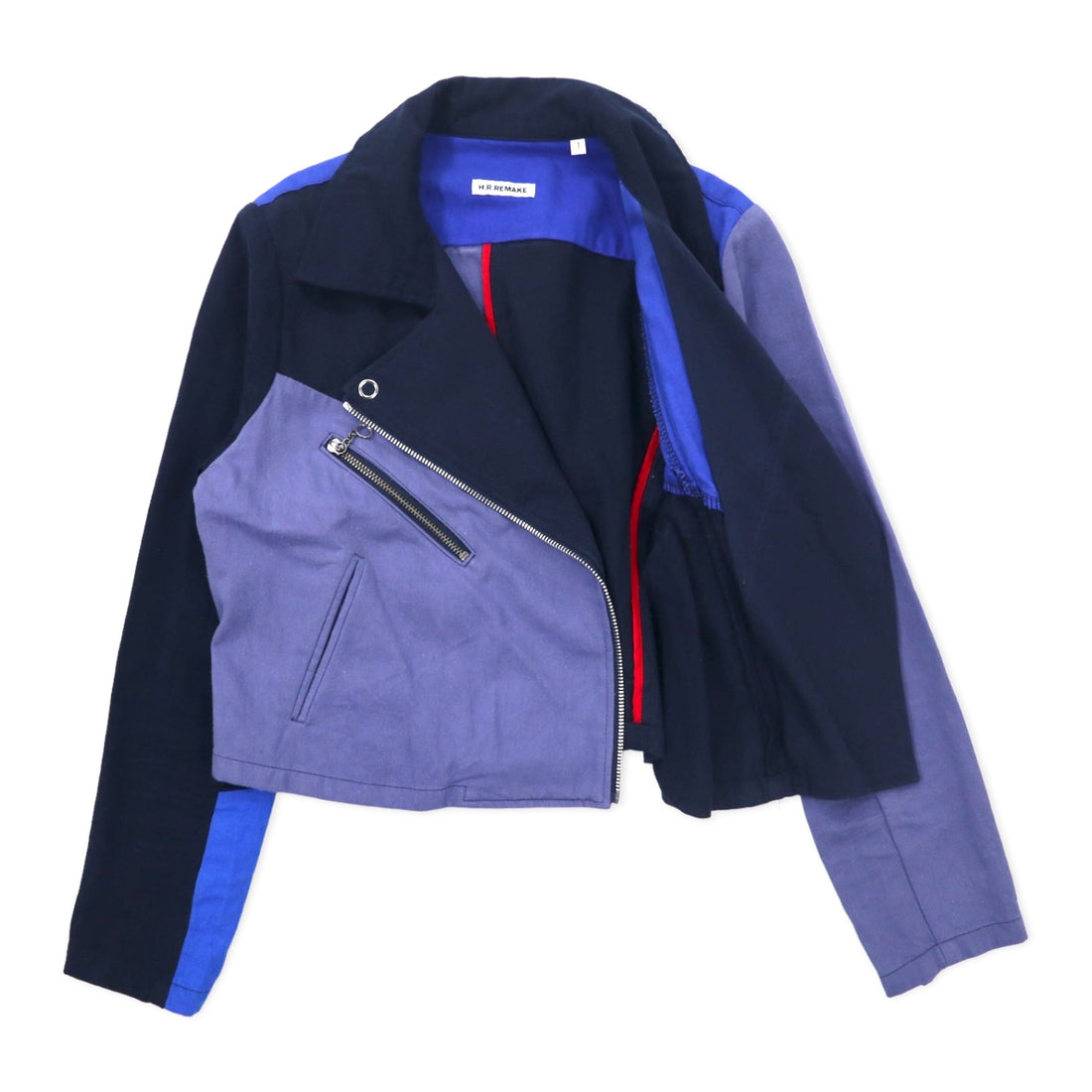 HRREMAKE ( HOLLYWOOD RANCH MARKET ) Remade Patchwork Double Riders Jacket 1 Multicolor Blue Cotton Reconstructed Made in Japan