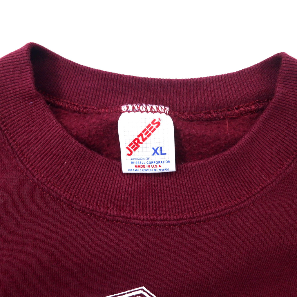 JERZEES Made in USA 90's Print Sweatshirt XL Bordeaux Cotton Brushed Back A Moment In Time