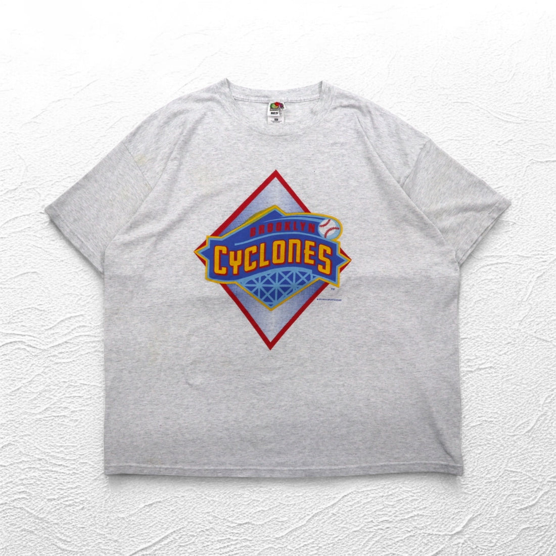 BROOKLYN CYCLONES 90s Baseball Print T-Shirt 3XL Grey FRUIT OF THE LOOM Big Size Made in El Salvador