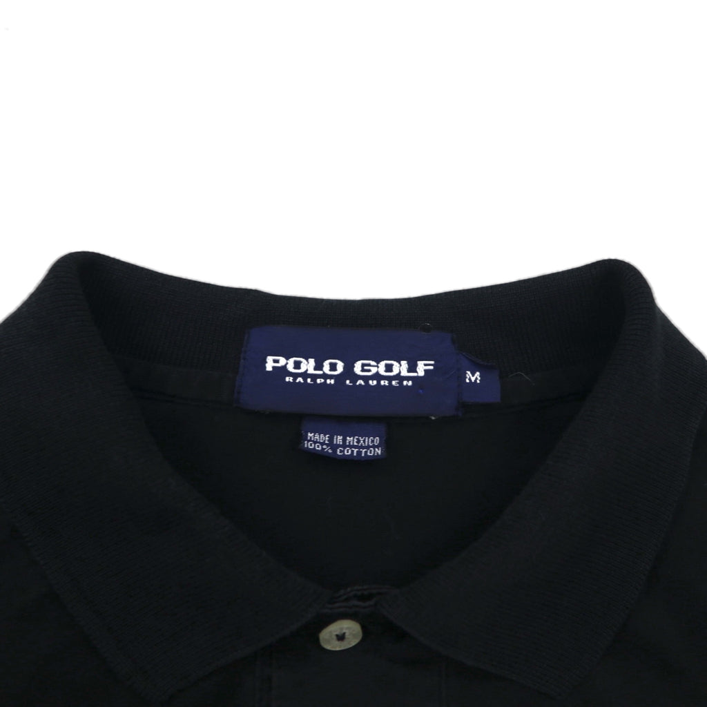 POLO GOLF RALPH LAUREN 90s Polo Shirt, Size M, Black Cotton, One-Point Logo, Made in Mexico