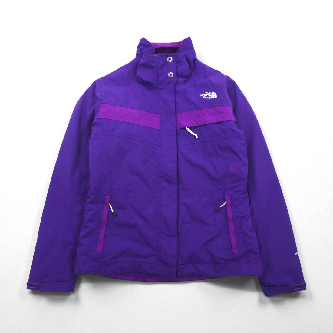 THE NORTH FACE Hyvent AUCV Softshell Mountain Jacket, Size M, Purple, Waterproof, Fleece Lining, High Neck, Drawcord