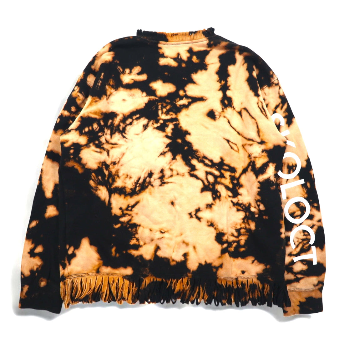 SKOLOCT TSUYOSHI NAKANO Fringe Tie-dye Bleached Sweatshirt M Black Orange