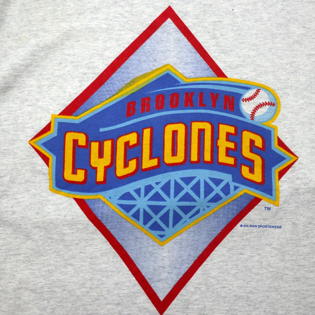 BROOKLYN CYCLONES 90s Baseball Print T-Shirt 3XL Grey FRUIT OF THE LOOM Big Size Made in El Salvador
