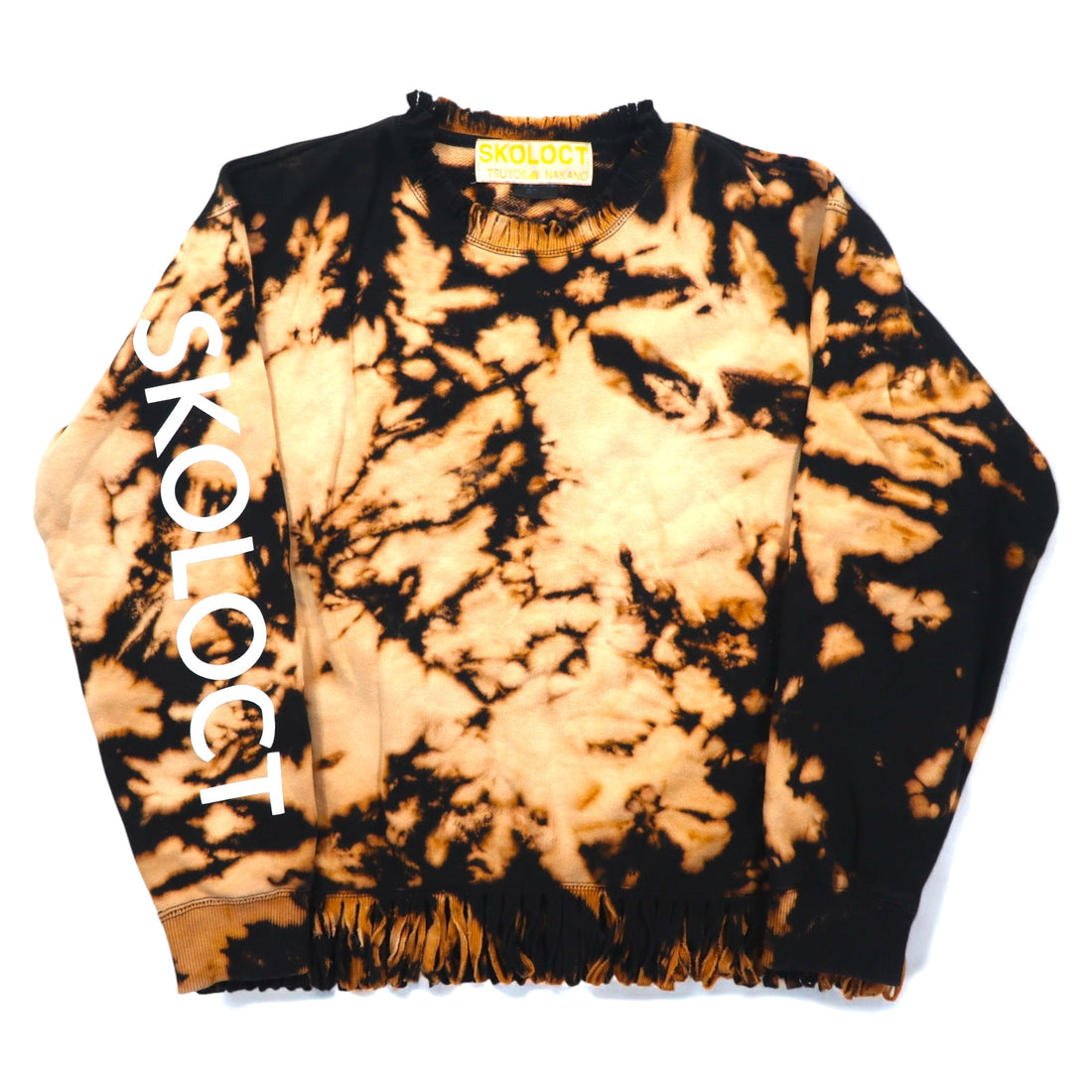 SKOLOCT TSUYOSHI NAKANO Fringe Tie-dye Bleached Sweatshirt M Black Orange