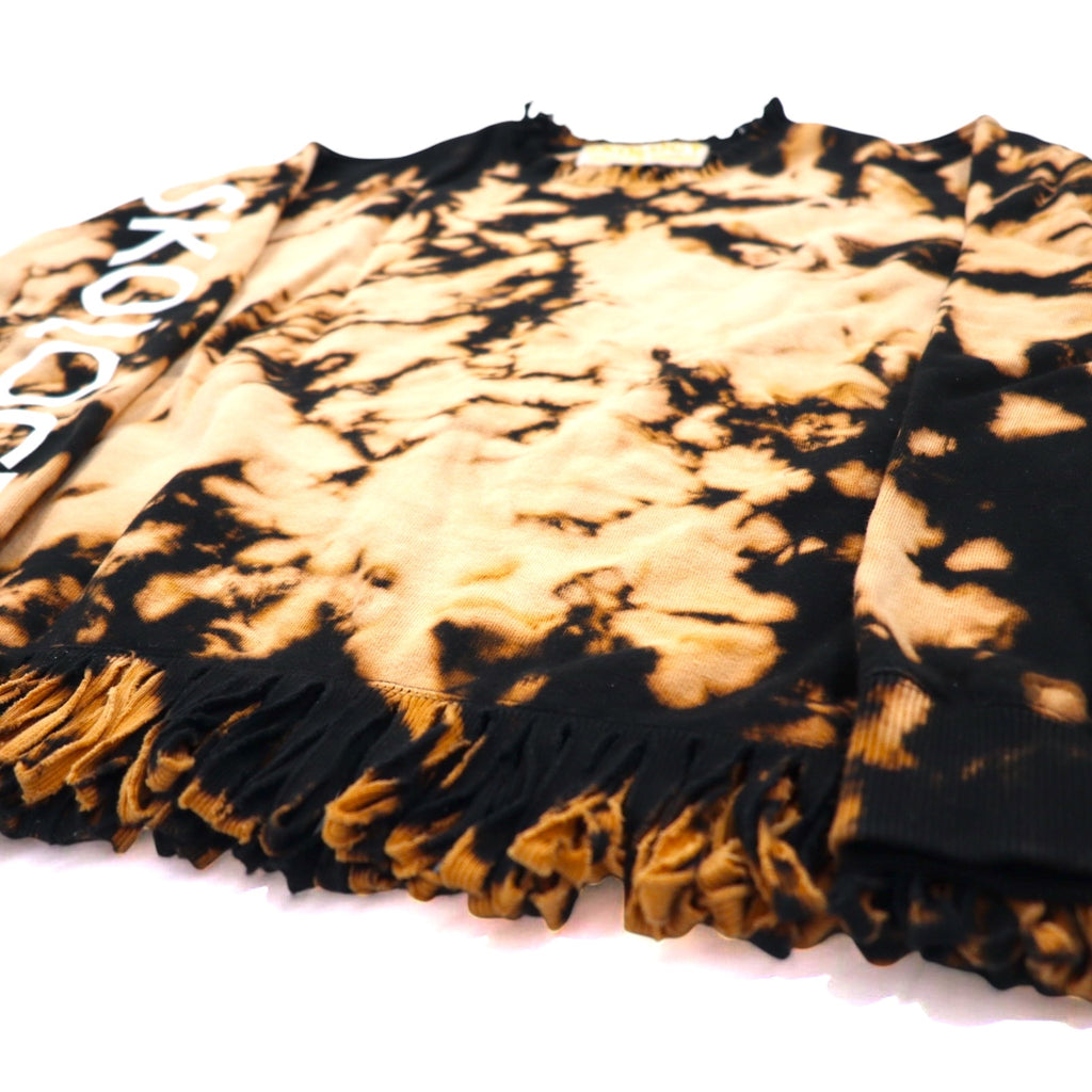 SKOLOCT TSUYOSHI NAKANO Fringe Tie-dye Bleached Sweatshirt M Black Orange