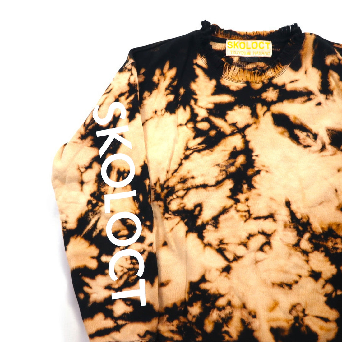SKOLOCT TSUYOSHI NAKANO Fringe Tie-dye Bleached Sweatshirt M Black Orange