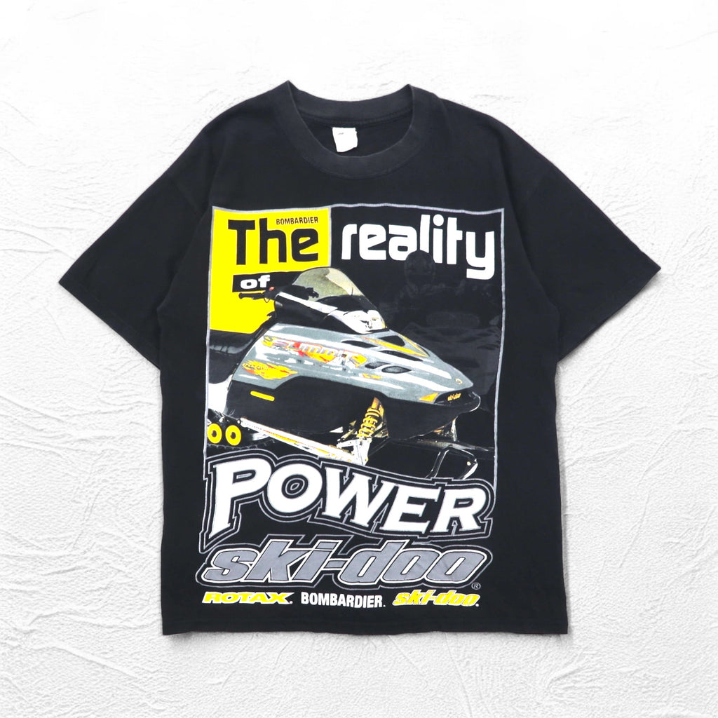 90s ONIGA SPORTSWEAR Snowmobile Print T-Shirt L Black Cotton SKI-DOO