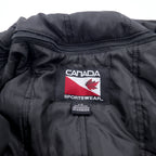 CANADA SPORTSWEAR Leather Sleeve Stadium Jacket L Black Wool Cowhide NUHN Embroidery Unused