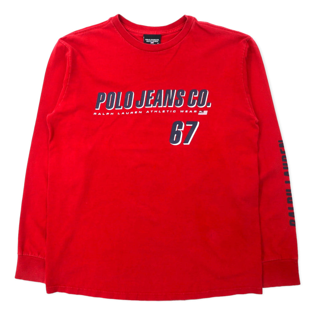 POLO JEANS CO. RALPH LAUREN Logo Print Long Sleeve T-Shirt Long TM Red Cotton Sleeve Logo
