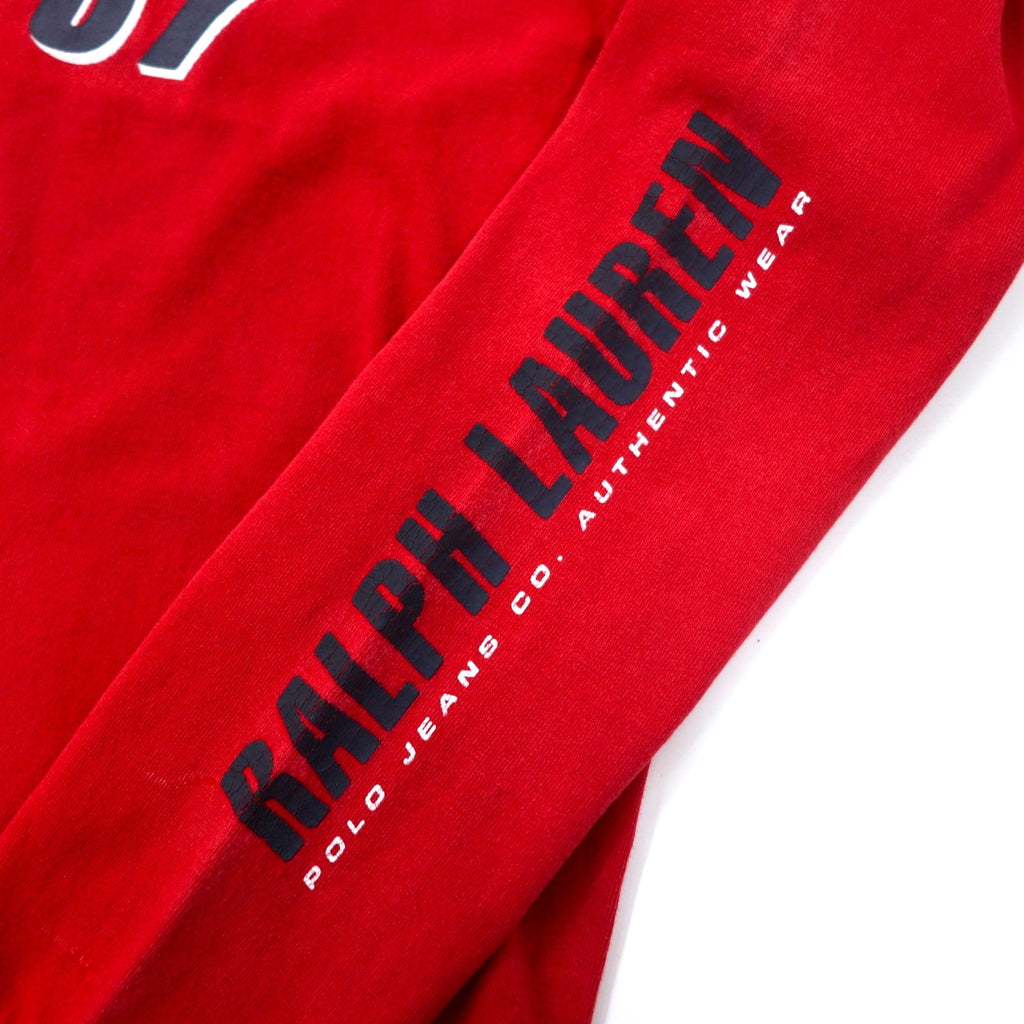 POLO JEANS CO. RALPH LAUREN Logo Print Long Sleeve T-Shirt Long TM Red Cotton Sleeve Logo