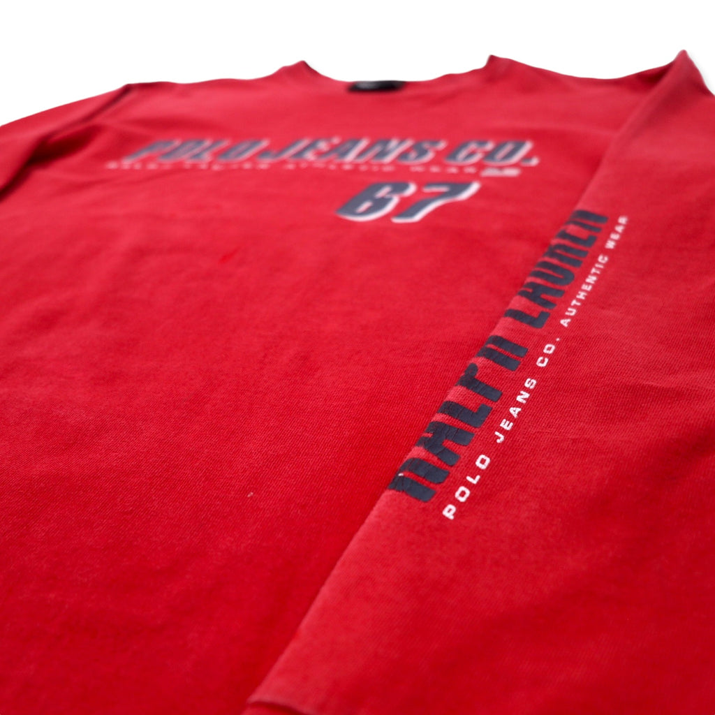 POLO JEANS CO. RALPH LAUREN Logo Print Long Sleeve T-Shirt Long TM Red Cotton Sleeve Logo