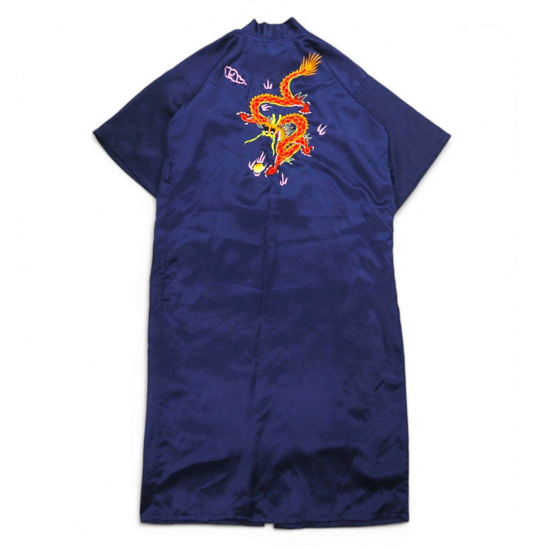 Vintage Souvenir Satin Robe Satin Ska Gown Souvenir Gown FREE Navy Dragon Embroidery