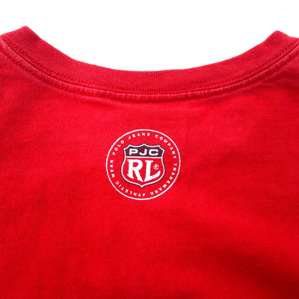 POLO JEANS CO. RALPH LAUREN Logo Print Long Sleeve T-Shirt Long TM Red Cotton Sleeve Logo