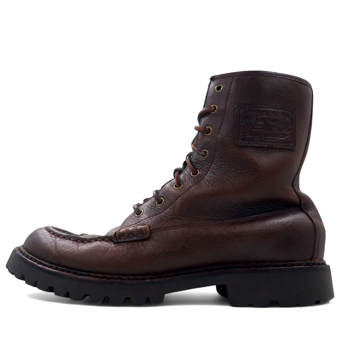 日本然リトテ-古着オンライン-POLO RALPH LAUREN モカシン レースアップブーツ 27cm ブラウン レザー FLAXBY TUMBLED LEATHER BOOT 14357-POLO RALPH LAUREN Moccasin Lace Up Boots US9 Brown Leather FLAXBY TUMBLED LEATHER BOOT 14357