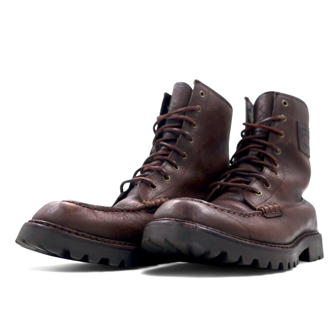 POLO RALPH LAUREN Moccasin Lace-up Boots 27cm Brown Leather FLAXBY TUMBLED LEATHER BOOT 14357