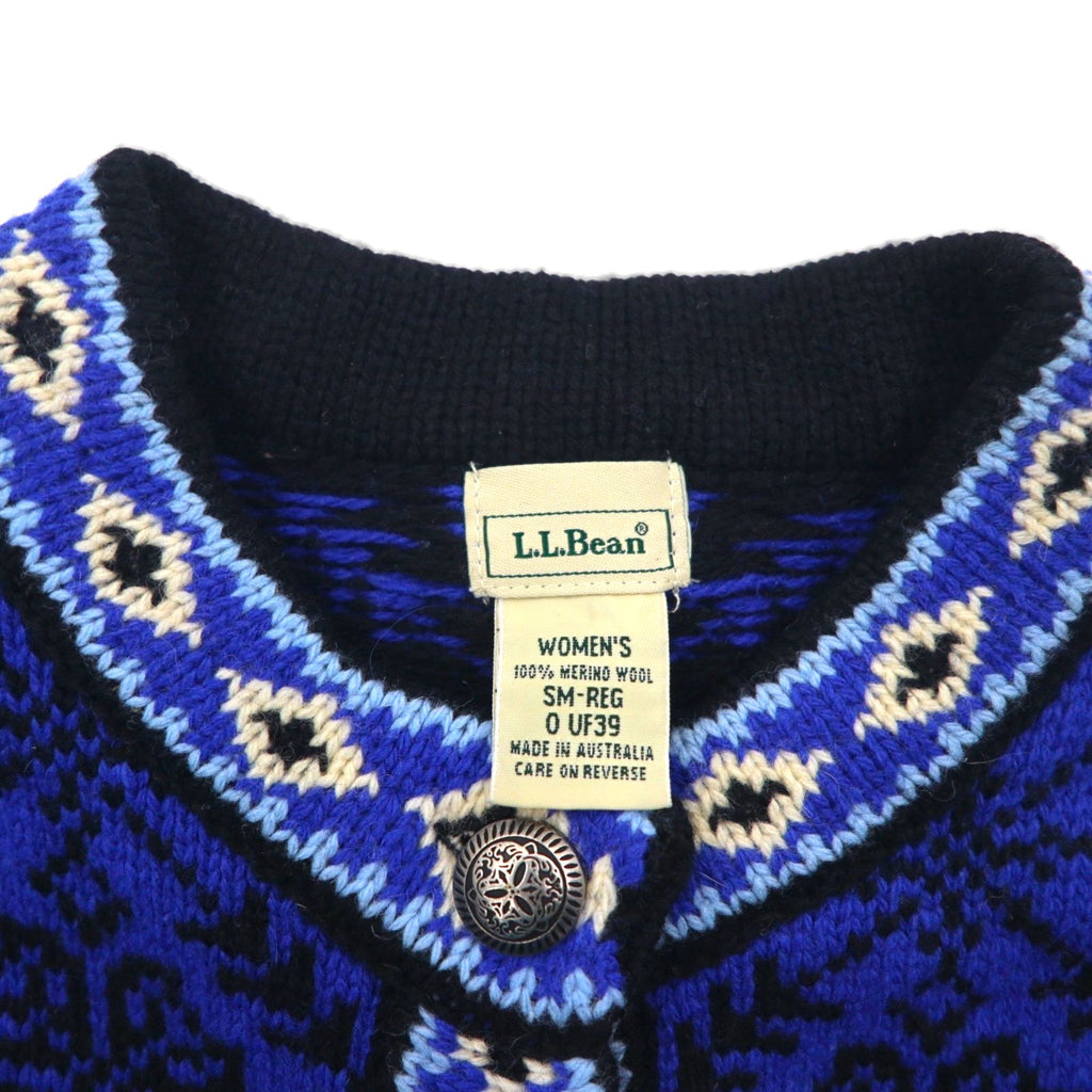 LLBean 90s Nordic Tyrolean Knit Cardigan, Size M, Metal Buttons, Conchos, UF39, Made in Australia