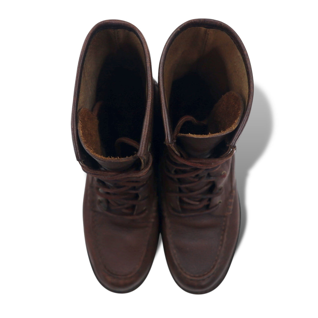 POLO RALPH LAUREN Moccasin Lace-up Boots 27cm Brown Leather FLAXBY TUMBLED LEATHER BOOT 14357