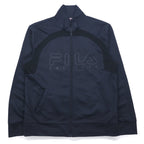 F-BOX by FILA High Neck Stand Collar Track Jacket Jersey M Navy Logo Print