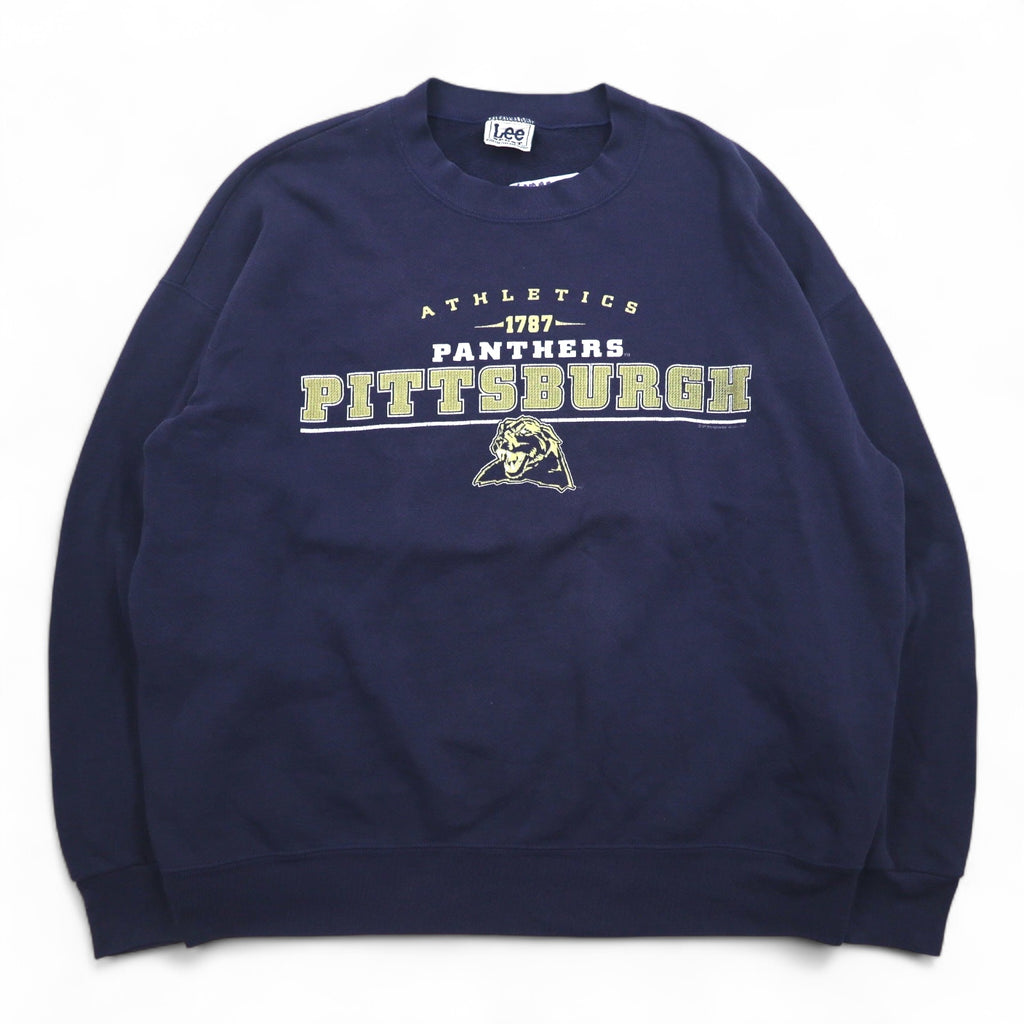Lee SPORT 90s College Sweatshirt L Navy Print Football PANTHERS PITTSBURGH