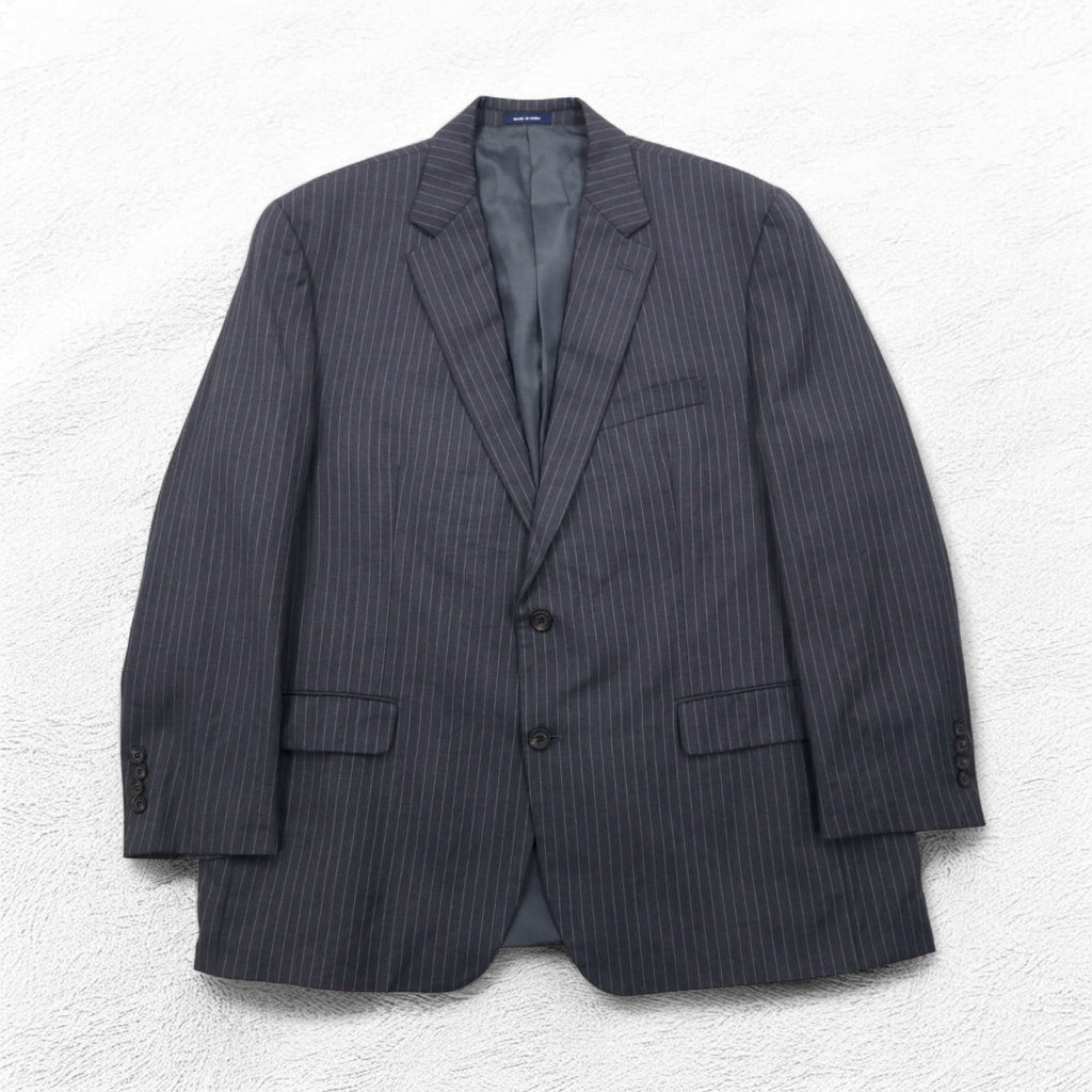 RALPH LAUREN 2B Tailored Jacket Suit L Gray Striped Wool Dillard's Exclusive